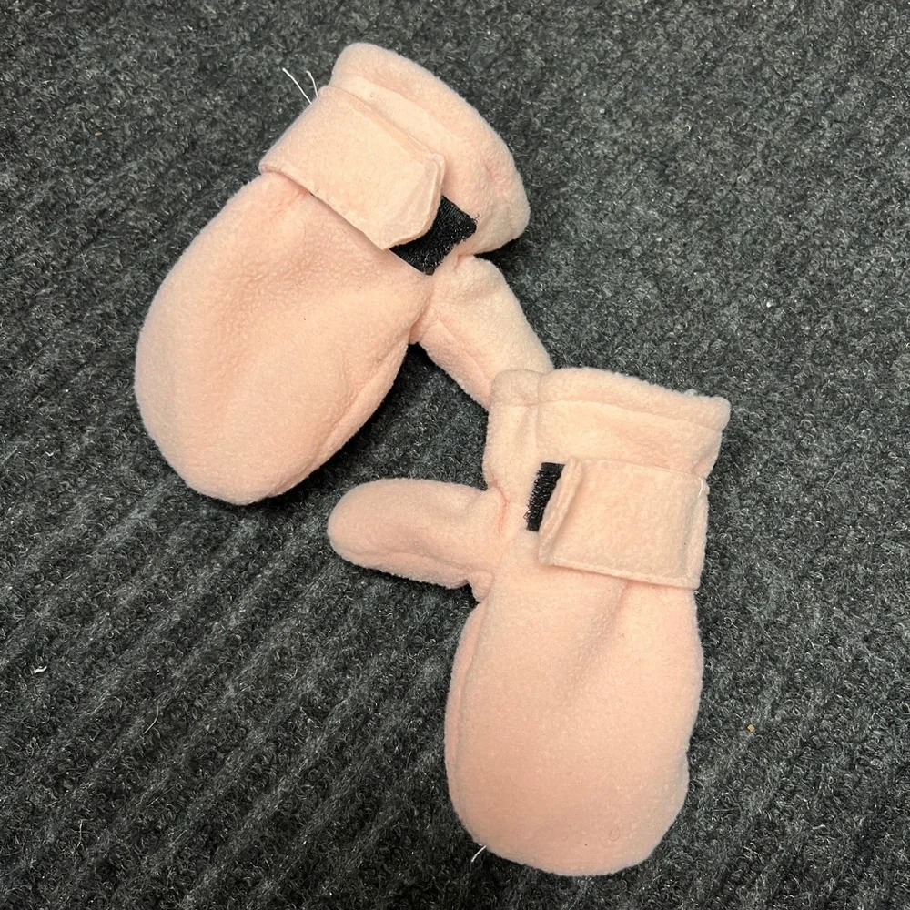 Soft Pink and Gray Kids Mittens